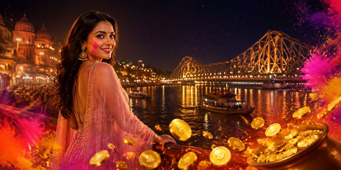 Festive atmosphere in Kolkata with people playing lottery and rummy games